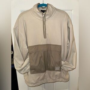 H&M Beige Half-Zip Sweater with Tan Pocket